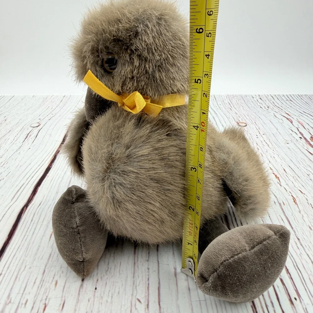 Mary Meyer Vintage Brown Duckling Plush Stuffed Animal Yellow Bow 6.5 Inch